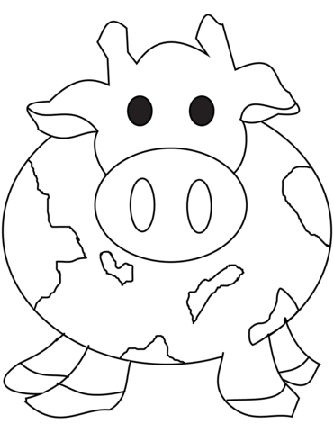 Cute Cartoon Cow Coloring Page